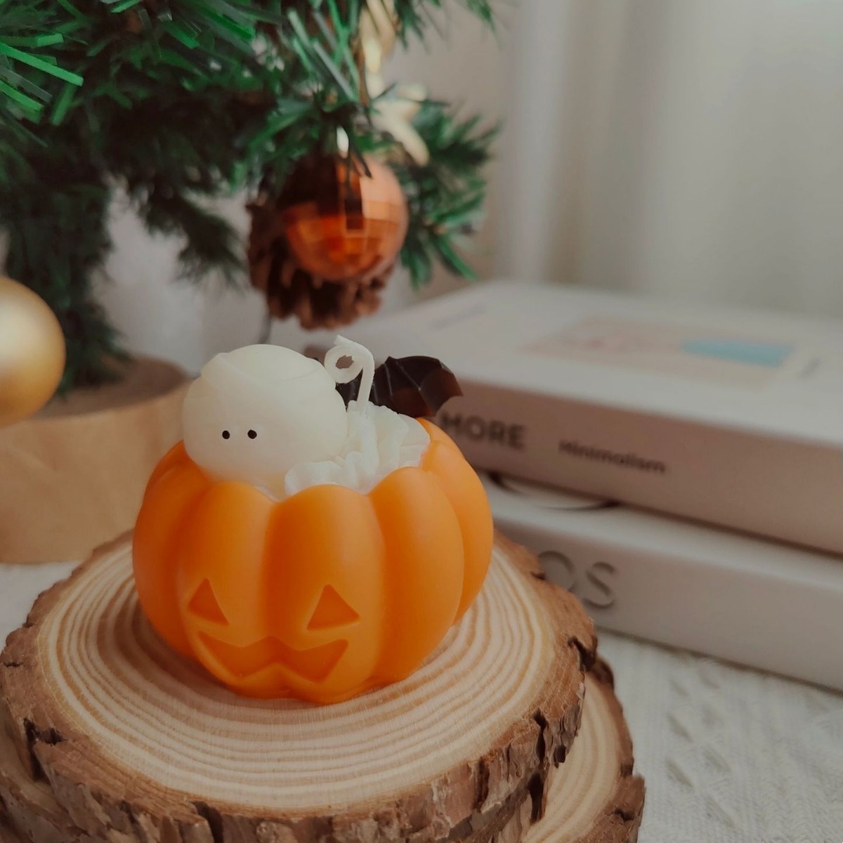 2024 Cute Creamy Ball Mummy Bat Pumpkin Shaped Scented Candle