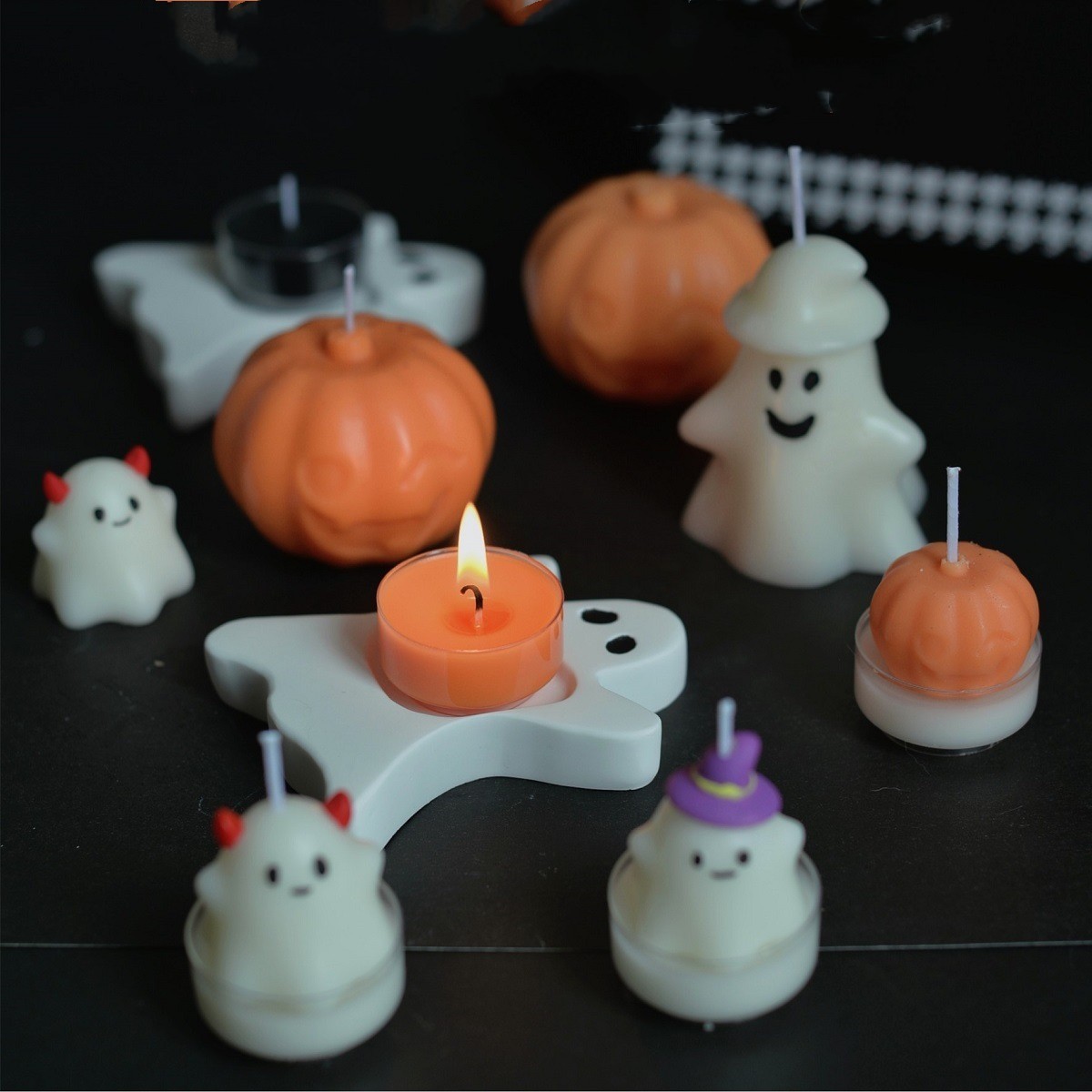 Cute Soy Wax Ghost Skeleton Pumpkin Scented Halloween Tealight Candle