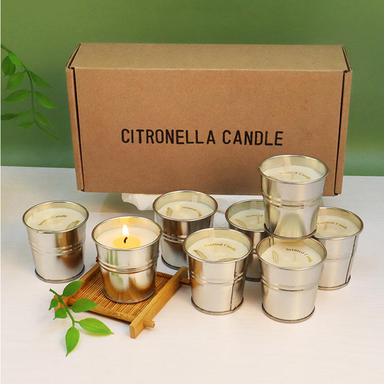 8Pcs Set Mosquito Repellent Lemongrass Citronella Scented Tealight Candle