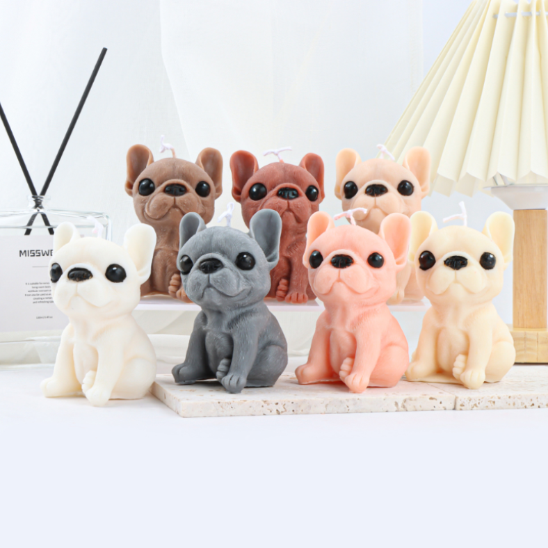 Soy Wax Multi Color Cute Cartoon Dog Puppy Pug French Bulldog Candle Animal Shape Scented Candles