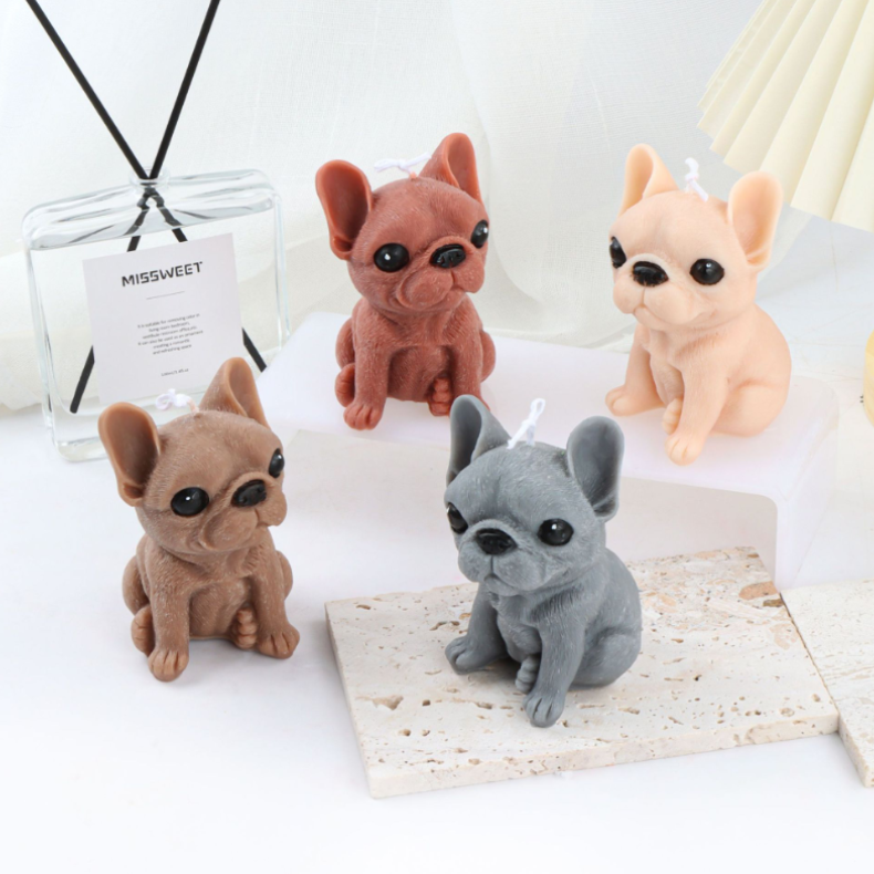 Soy Wax Multi Color Cute Cartoon Dog Puppy Pug French Bulldog Candle Animal Shape Scented Candles