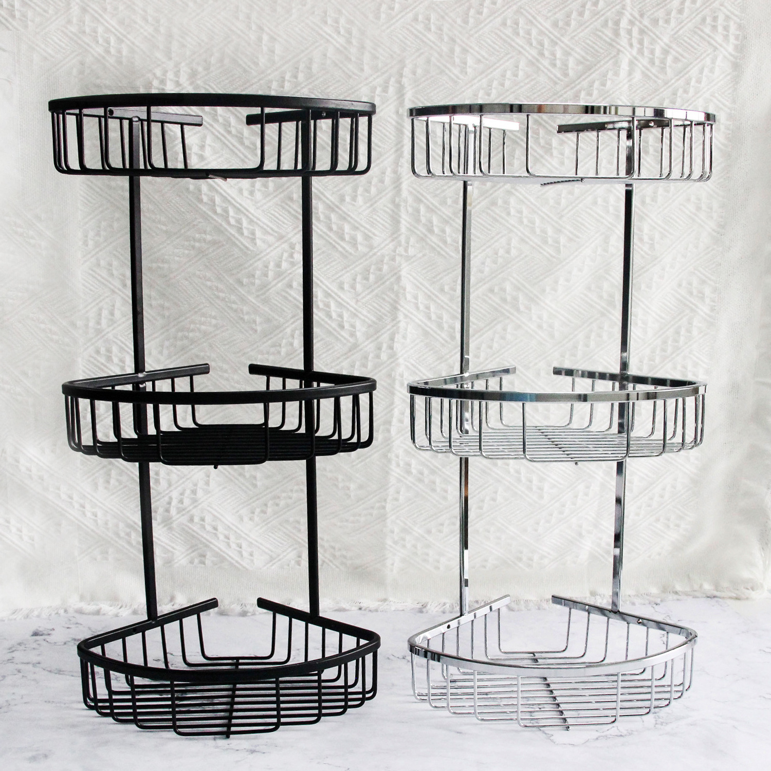 Bathroom Wall Mount Stainless Steel 3 Tier Chrome Corner Shower Caddy