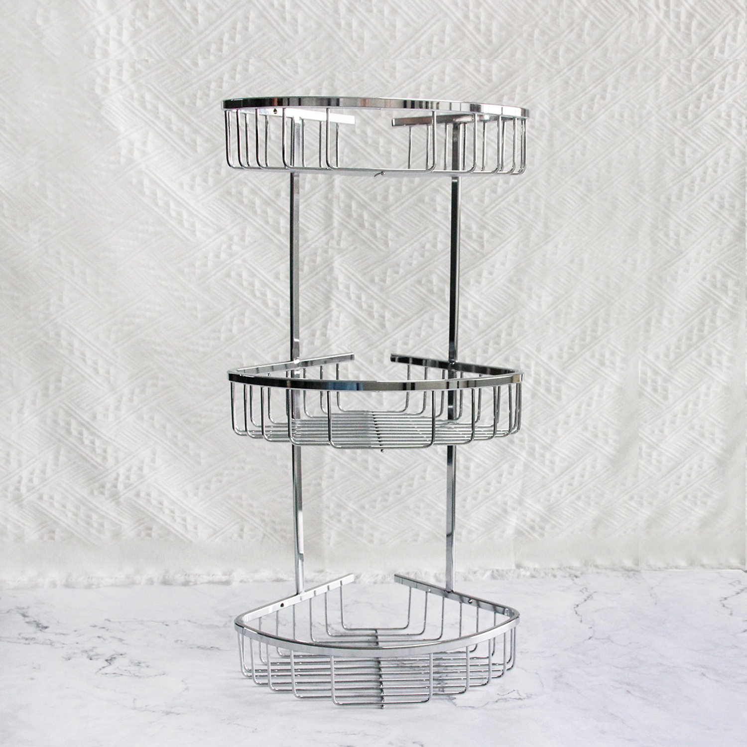 Bathroom Wall Mount Stainless Steel 3 Tier Chrome Corner Shower Caddy