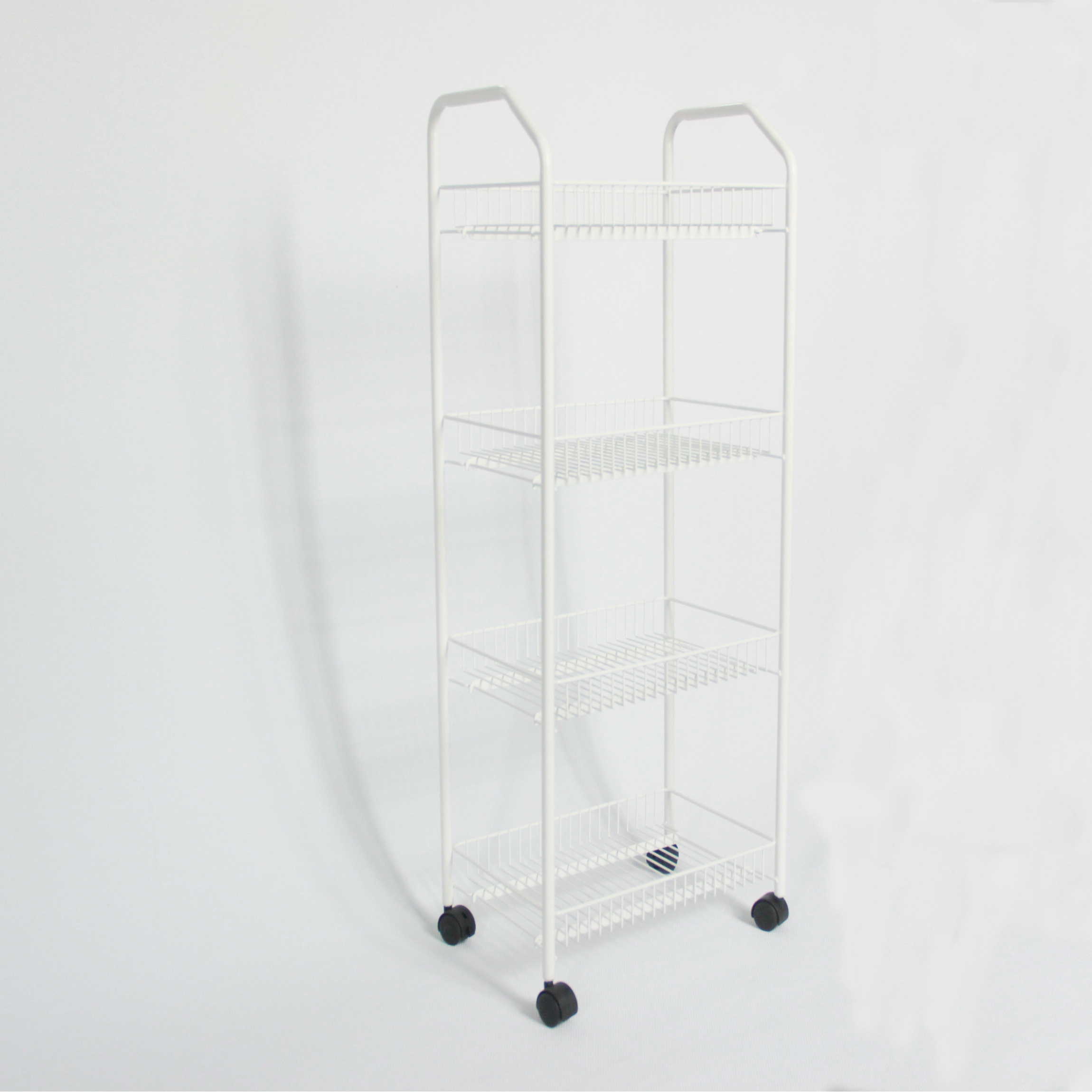 Kitchen four-layers hand carts food storage organizer wire shelving trolleys snack fruit  trolley with wheels