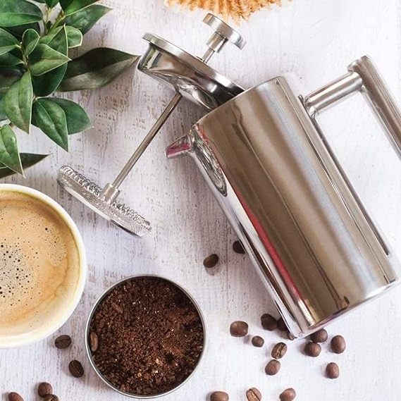 Stainless Steel French Press Double Wall Metal Insulation Coffee Press & Tea Brewer