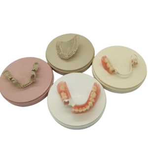 98 diameter PEEK elastic disc denture bracket with machinable dental discs  natural color, yellow, white,pink dental consumables