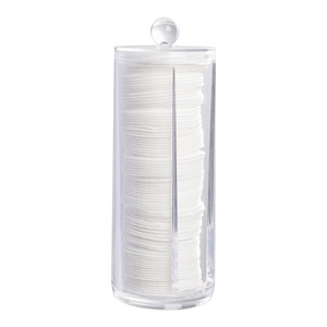 Hot sales Acrylic Makeup Organizer Round Cosmetic Storage Cotton Pad Dispenser Container Holder with lid