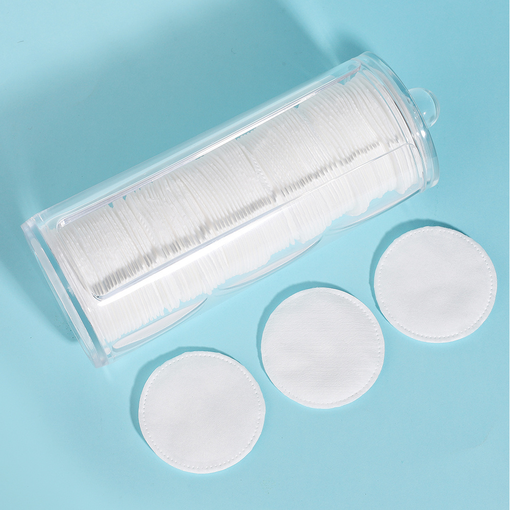 Hot sales Acrylic Makeup Organizer Round Cosmetic Storage Cotton Pad Dispenser Container Holder with lid