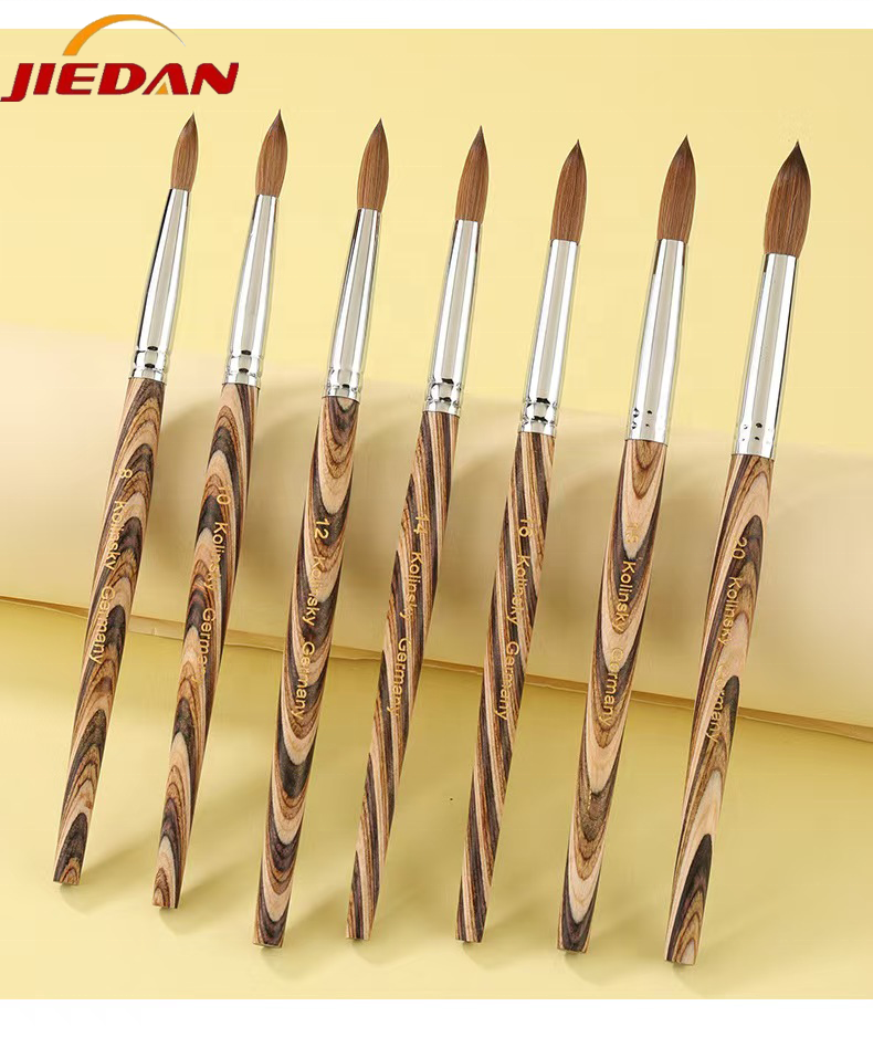 Wholesale Acrylic Nail Brush 100% Kolinsky High Quality Metal Or Wood Handle Brush On Nail Glue