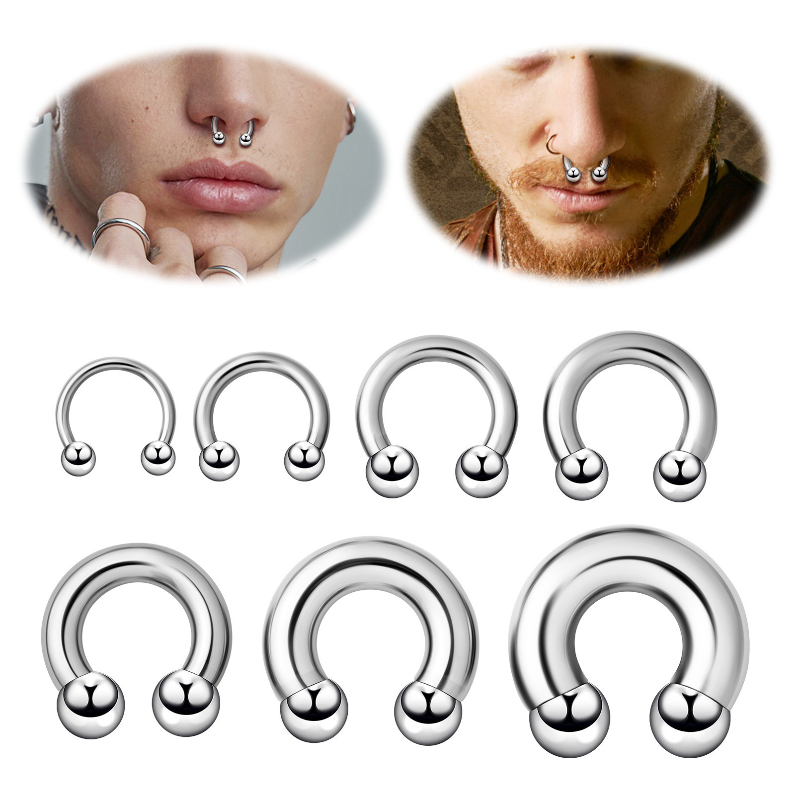 Punk Stainless Steel Nose Ring Ear Plugs Tunnels Multi Function Body Piercing Earring Ear Gauges Expander Jewelry for Women Men