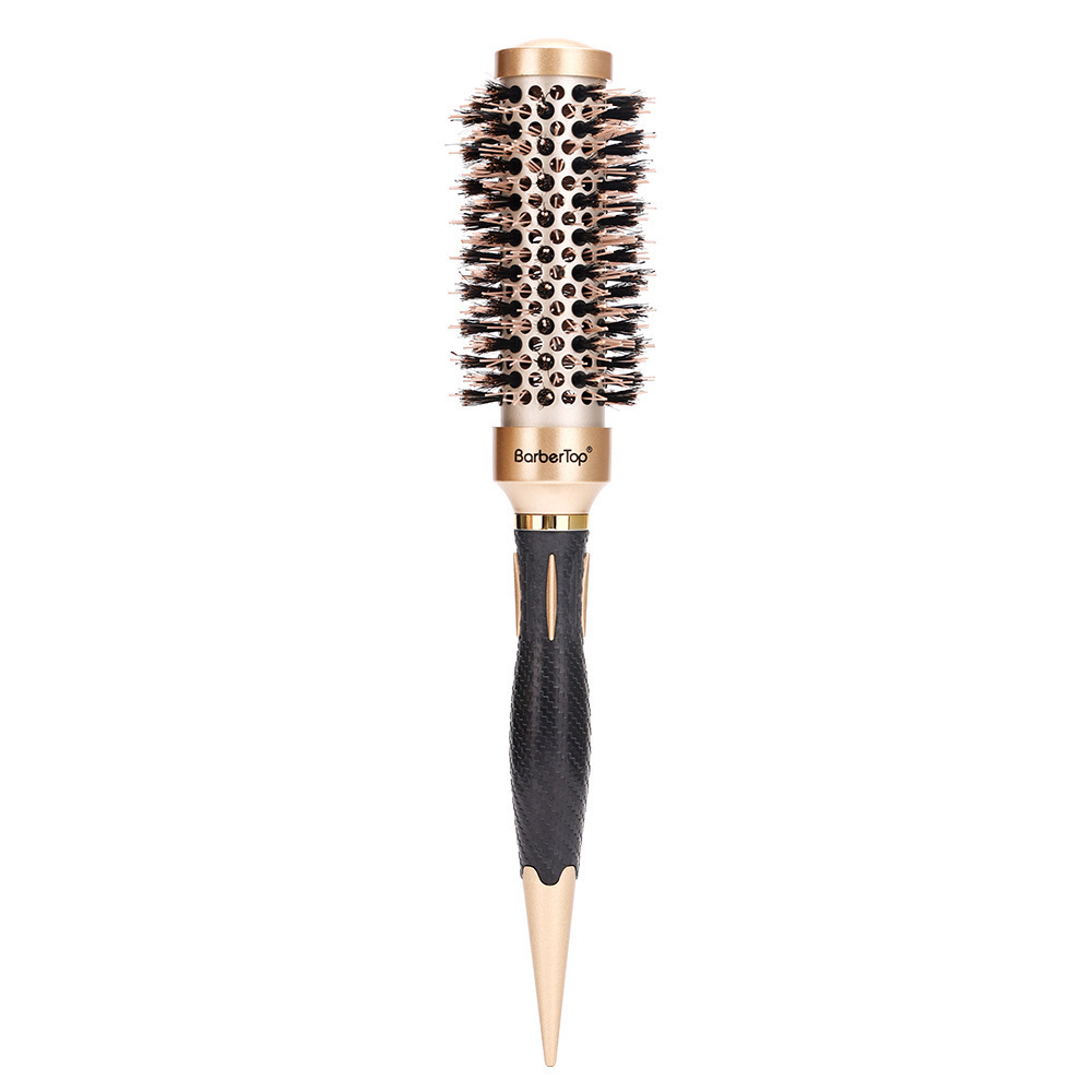 Professional boar bristle Round Aluminum Hair Brush For Women Salon Blowout hot resistance sharp handle Ceramic Comb