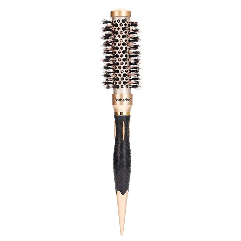 Professional boar bristle Round Aluminum Hair Brush For Women Salon Blowout hot resistance sharp handle Ceramic Comb