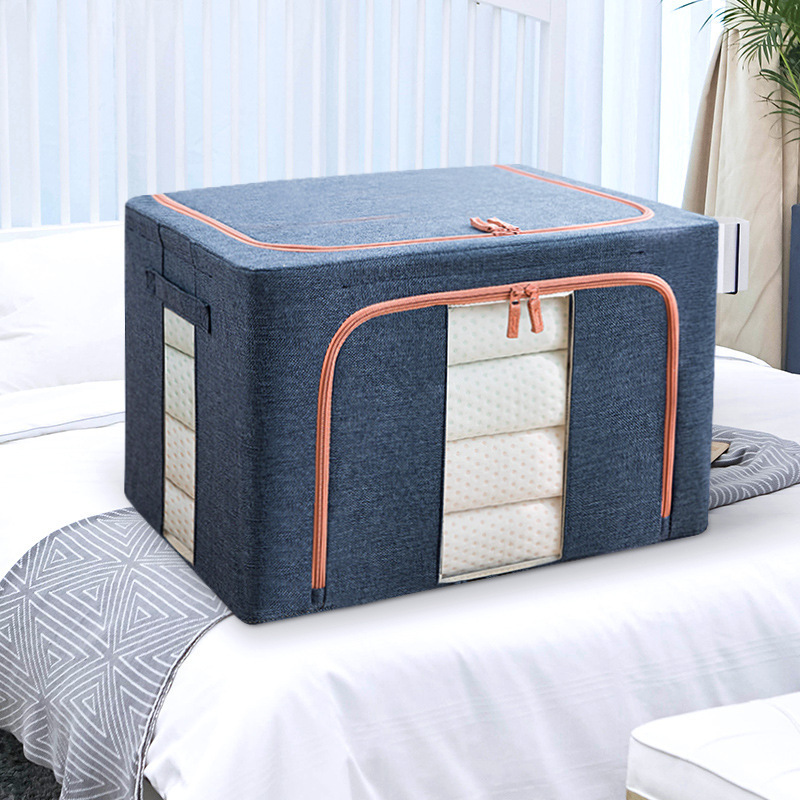 Large Capacity 25/66/100L Foldable Oxford Cloth Home Organizer Clothes Storage Bag Steel Frame Storage Box