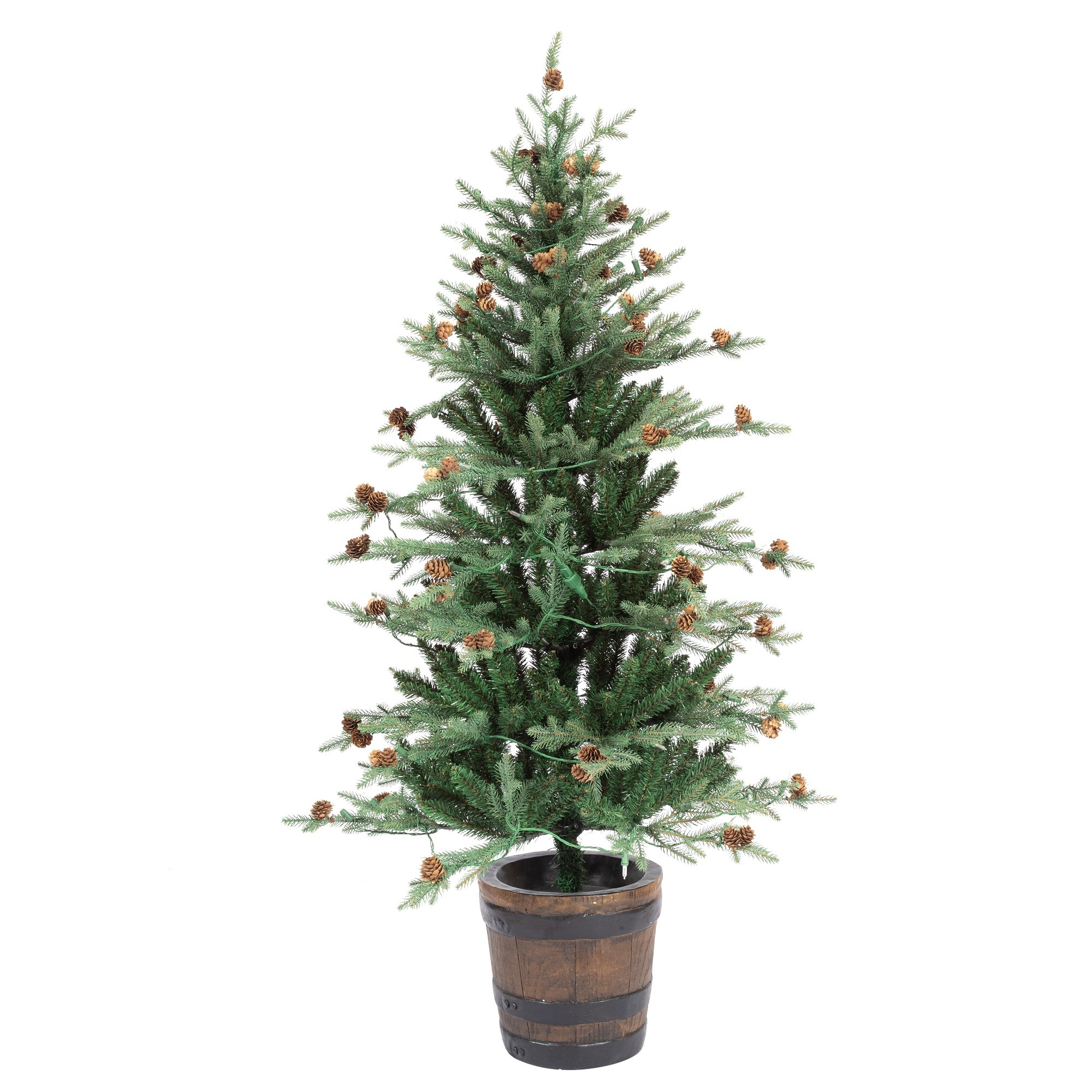 4FT 120CM Prelit Flocked Entrance Tree PVC Artificial Christmas Tree on Metal Base