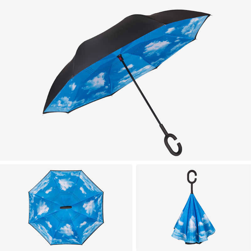 Promotional Wind Proof Reverse Unique Travel Custom Printed Print Umbrella For Men