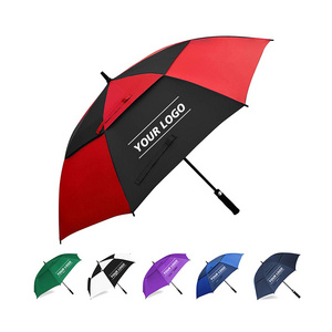 Extra Large Oversize Automatic Open Golf With Logo Custom Double Canopy Vented Windproof Waterproof Umbrellas