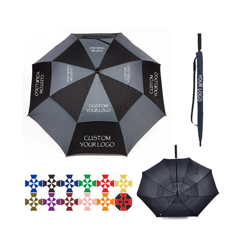 wholesale suppliers manufacturer windproof golf umbrella custom logo promotional business umbrella for outdoor travel