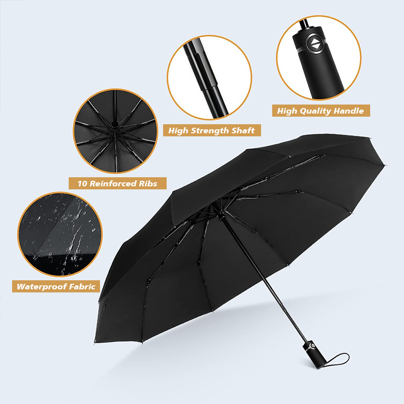 Custom Promotional Sunscreen Anti Three-fold Rain Sun Automatic Control Folding Bike Car UV Umbrella with Logo