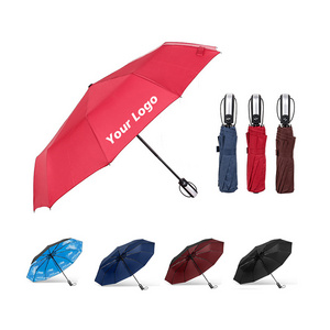 Custom Promotional Sunscreen Anti Three-fold Rain Sun Automatic Control Folding Bike Car UV Umbrella with Logo