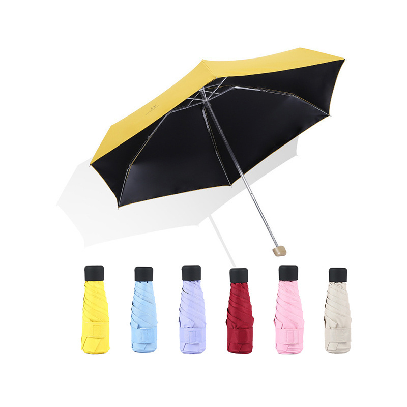 Fashion Women Mini Compact Pocket Umbrella 5 Fold Umbrella with Case