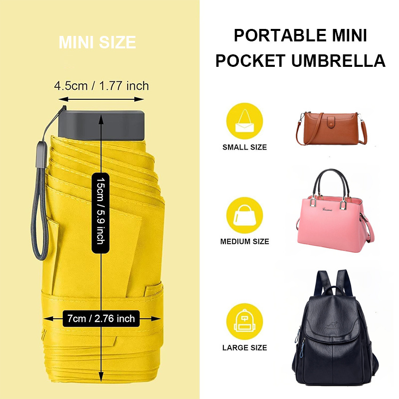 Fashion Women Mini Compact Pocket Umbrella 5 Fold Umbrella with Case