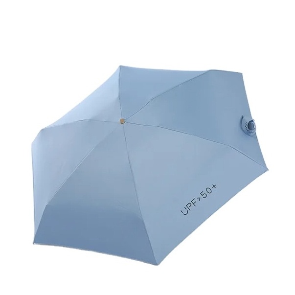 Flat 5 fold sunny umbrella color compact portable mini umbrella parasol manual folding sun protection sun umbrella for camping