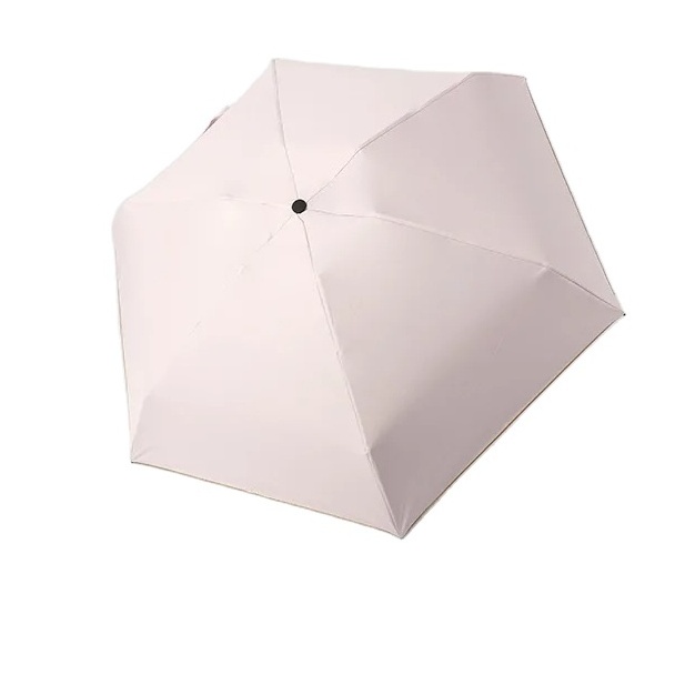 Five Fold Umbrella Manual Folding Gold Rubber Ultra Light Sun Protection Umbrella Simple And Solid Color Pocket Sunny Umbrella