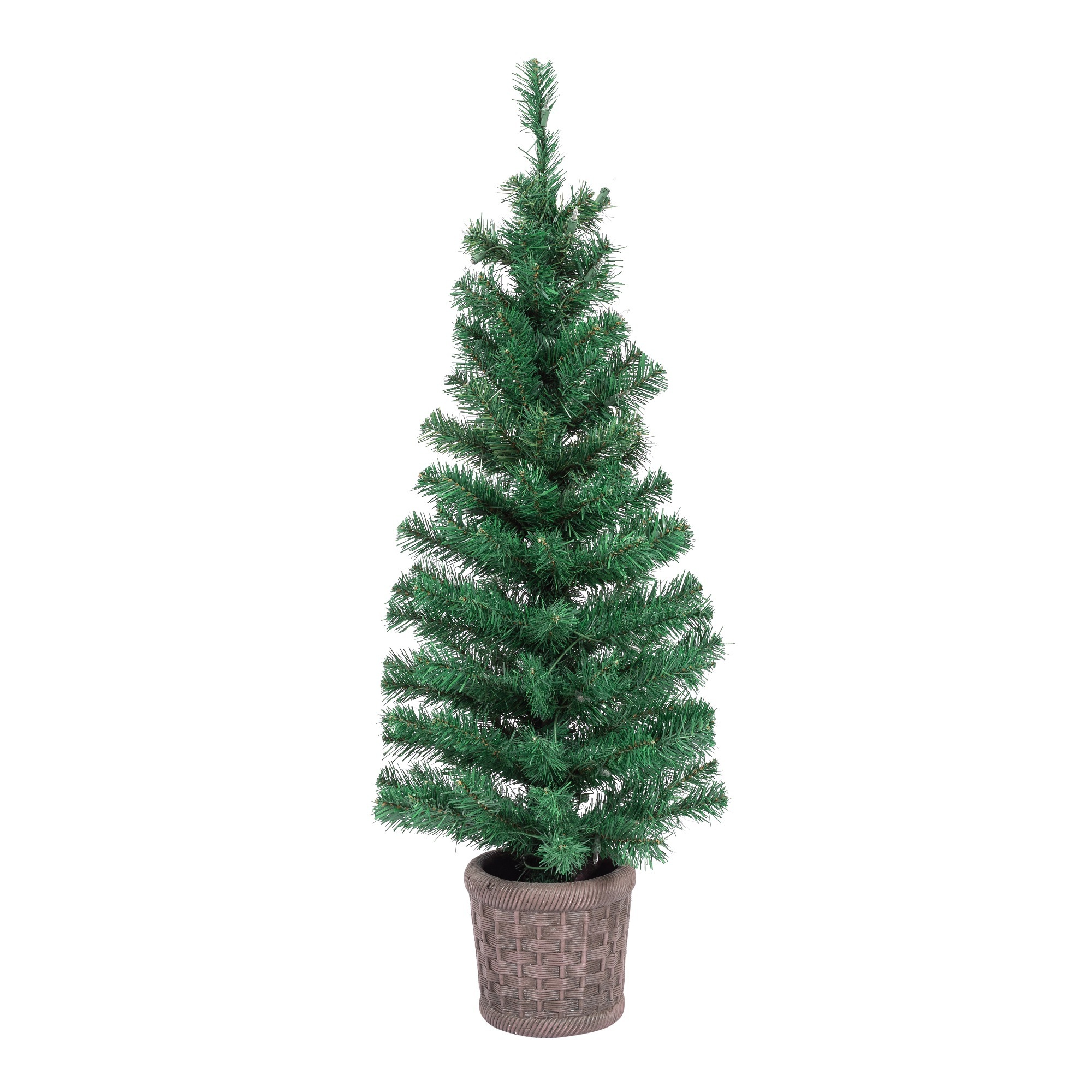 4FT 120CM Prelit Flocked Entrance Tree PVC Artificial Christmas Tree on Metal Base