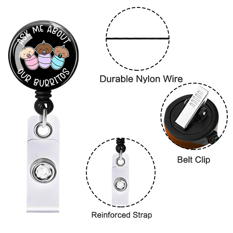 Retractable Doctor Nurse Accessories ABS Badge Work ID Lanyard Card Holder Clip Easy to pull special-shaped logo