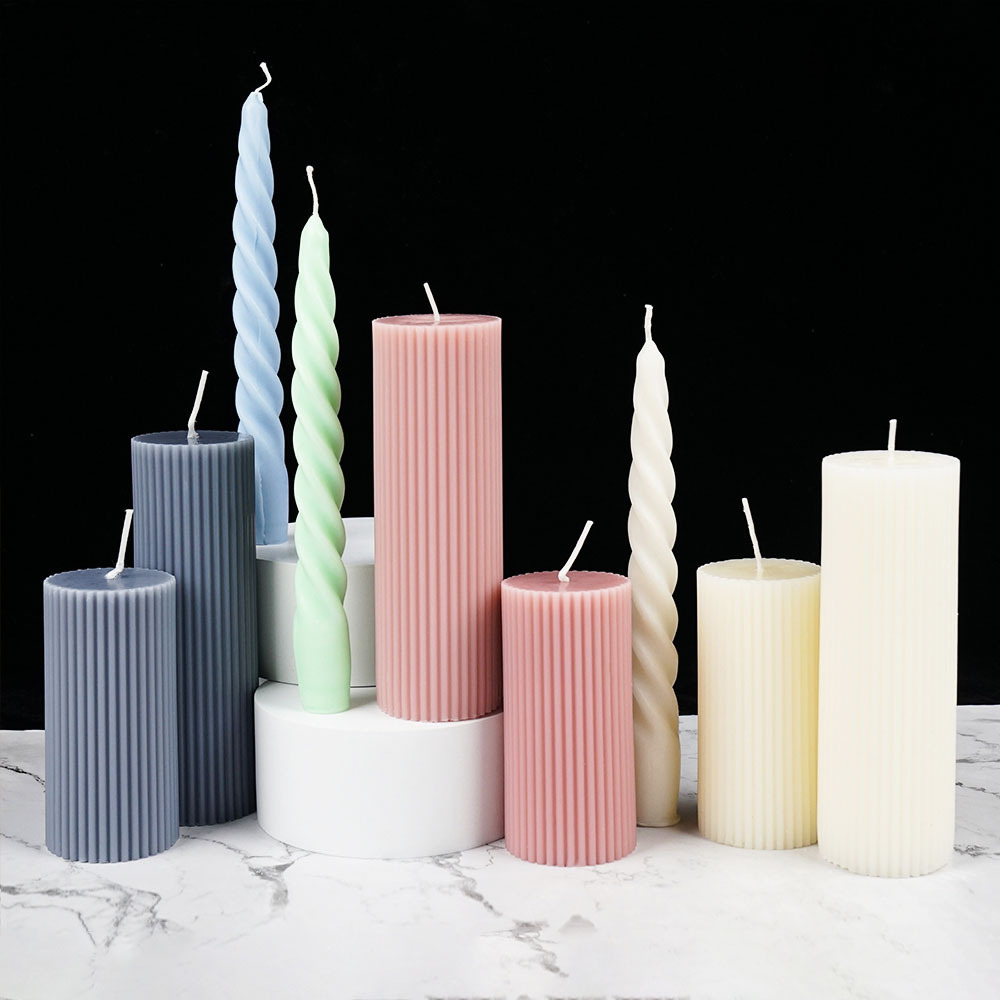 Custom Aesthetic Supplies Making Novelty Tall Warmer Ribbed Unique Decor Candles Scented Luxury pillar ribbed Candle