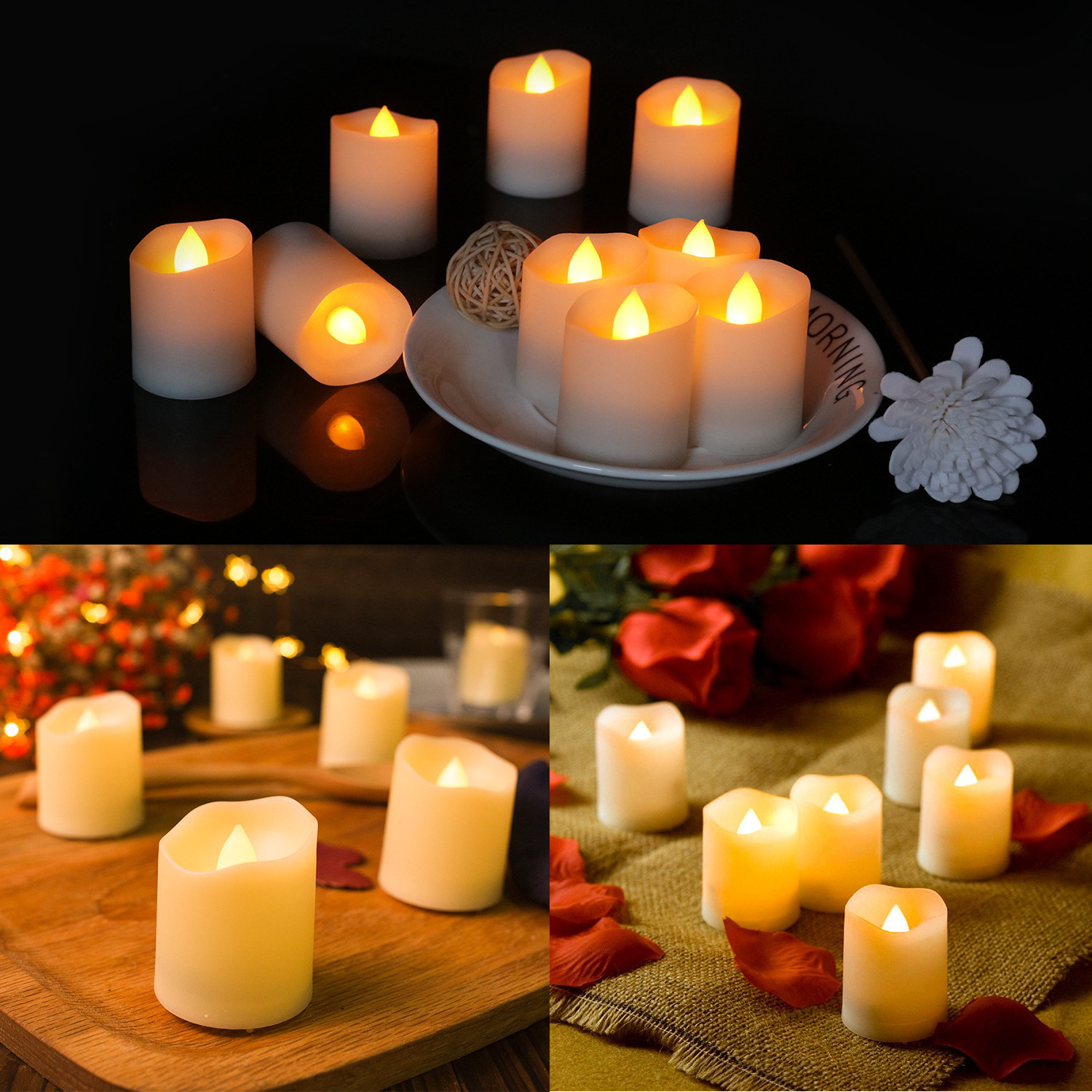 Delicate Latest Flickering Mini Plastic Artificial Wickless Warm Yellow Light LED Tealight Candle With CR2450 Durable Battery