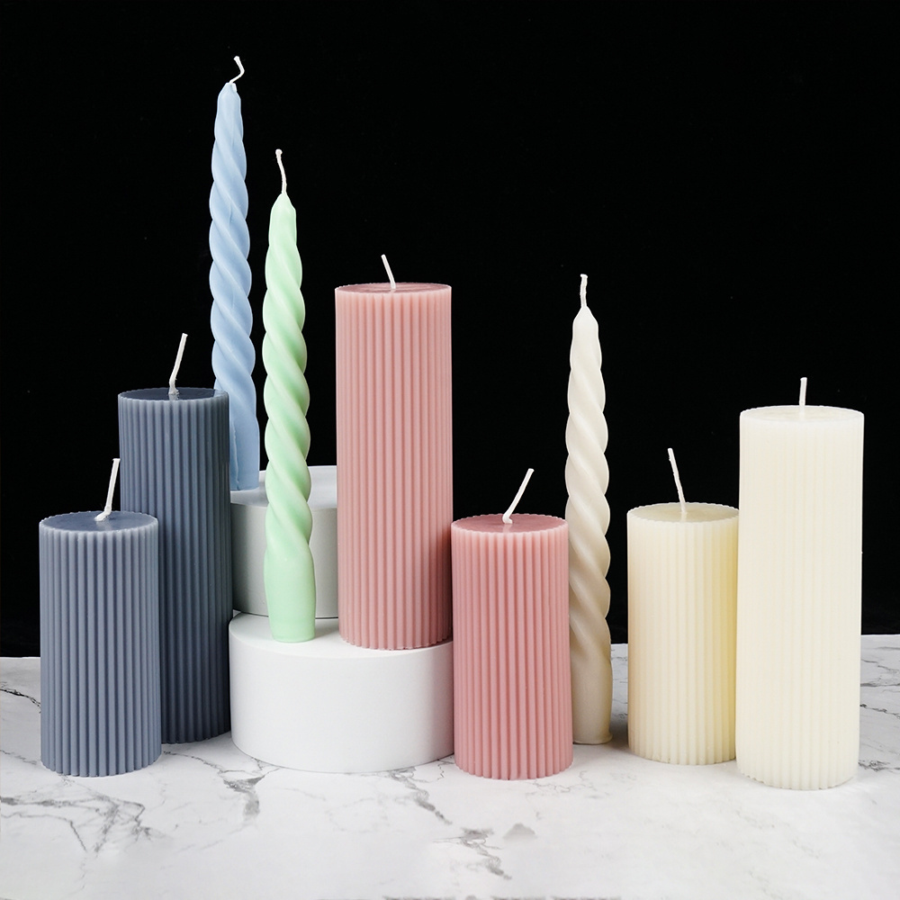 Supplies Making Custom Aesthetic Unique Decor Tall soy wax taper Candles Warmer Decor Ribbed Scented Novelty pillar candles