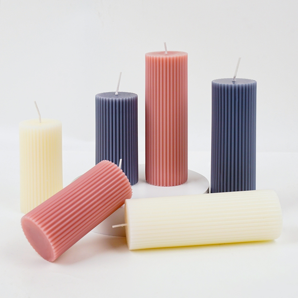 Custom Aesthetic Supplies Making Novelty Tall Warmer Ribbed Unique Decor Candles Scented Luxury pillar ribbed Candle