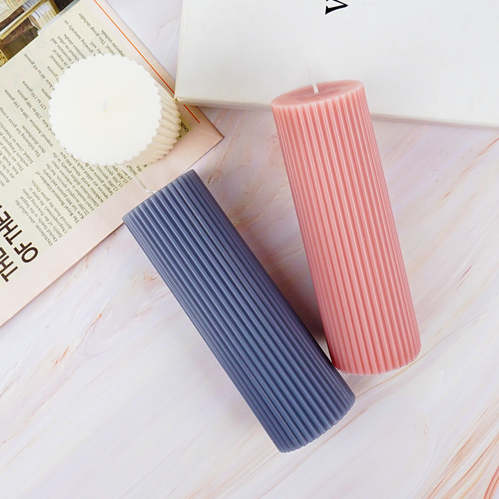 Custom Aesthetic Supplies Making Novelty Tall Warmer Ribbed Unique Decor Candles Scented Luxury pillar ribbed Candle