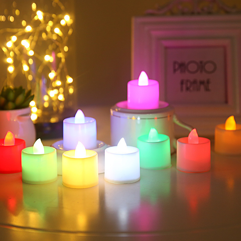 Cheap Electric Colorful Flameless Battery White Colorful Tealight Yellow Flicker LED Round Heart Valentine's Mini Small Candle