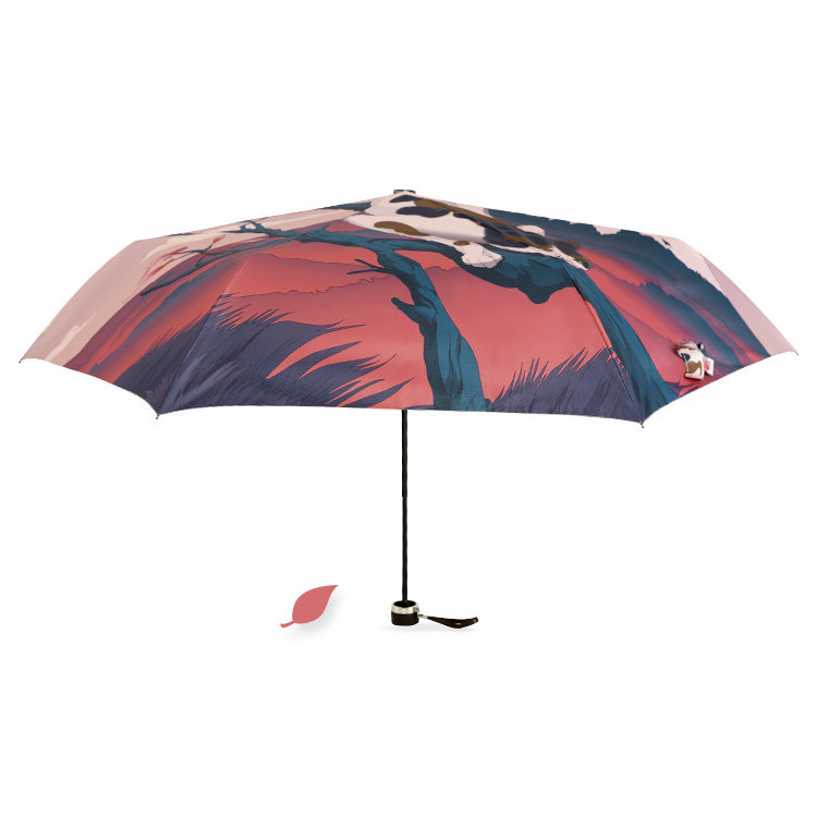 Promotional child 3 fold pocket umbrella with lovely cat printing