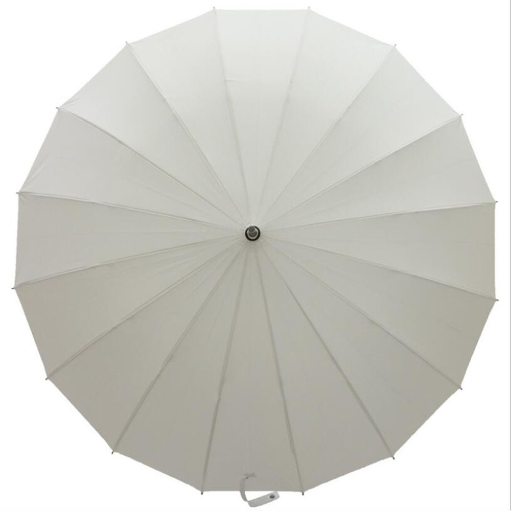 Custom Women Long Straight Wind-resistant White Umbrella