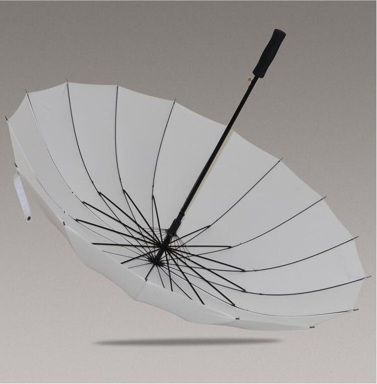 Custom Women Long Straight Wind-resistant White Umbrella