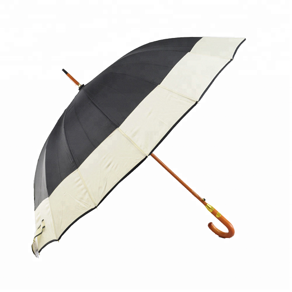 Wooden Handle Golf Rain Umbrella With Custom Logo Print