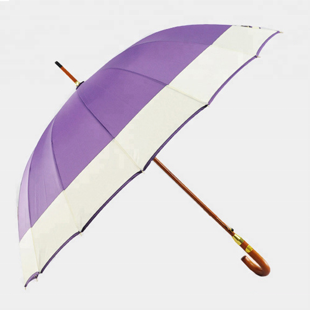 Wooden Handle Golf Rain Umbrella With Custom Logo Print