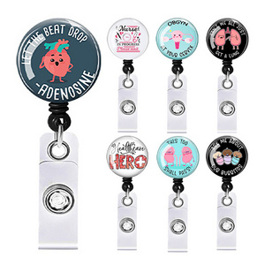 Retractable Doctor Nurse Accessories ABS Badge Work ID Lanyard Card Holder Clip Easy to pull special-shaped logo