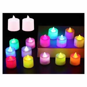 Cheap Electric Colorful Flameless Battery White Colorful Tealight Yellow Flicker LED Round Heart Valentine's Mini Small Candle