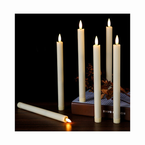 3*AA Batteries Flameless Real Wax Paraffin Plastic Pillar Warm Light LED Taper Candle With 10 Keys Timer Remote Operate For Gift