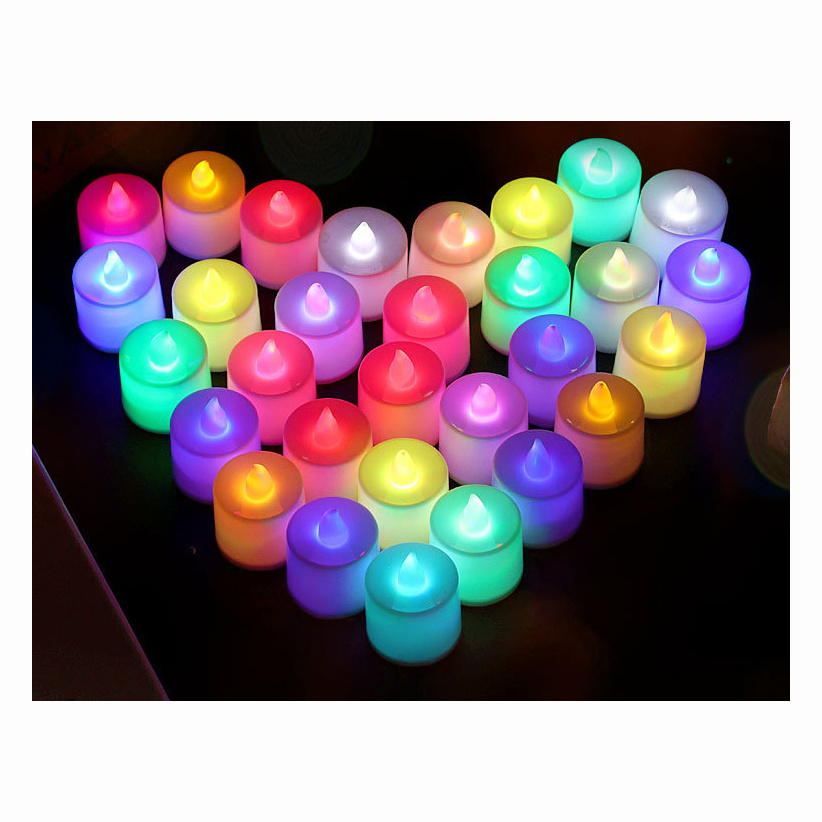 Cheap Electric Colorful Flameless Battery White Colorful Tealight Yellow Flicker LED Round Heart Valentine's Mini Small Candle