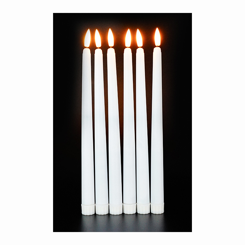 Flameless Long Plastic Real Wax Paraffin Pillar Warm Light LED Taper Candle 10Keys Timer Remote Operate For Wed Table Deco