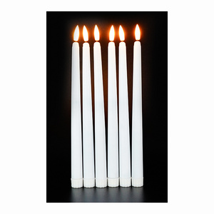 Flameless Long Plastic Real Wax Paraffin Pillar Warm Light LED Taper Candle 10Keys Timer Remote Operate For Wed Table Deco