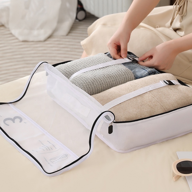 Canvas Compressible Large Non Woven Knitting Clear  Baby Travel Shoe Basket Travel Closet Storage Bags Travel Organizer