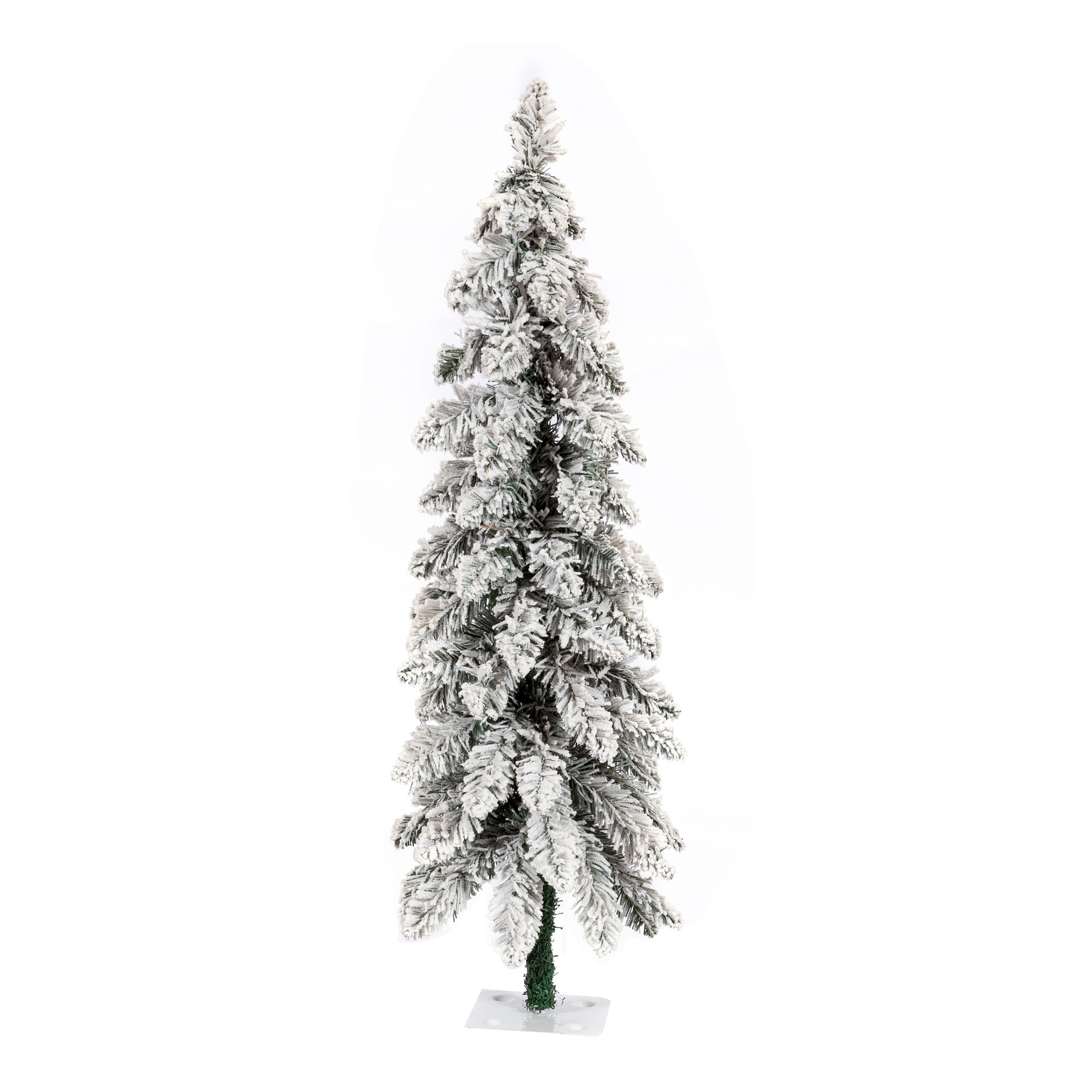 4FT 120CM Prelit Flocked Entrance Tree PVC Artificial Christmas Tree on Metal Base