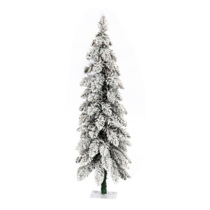 4FT 120CM Prelit Flocked Entrance Tree PVC Artificial Christmas Tree on Metal Base