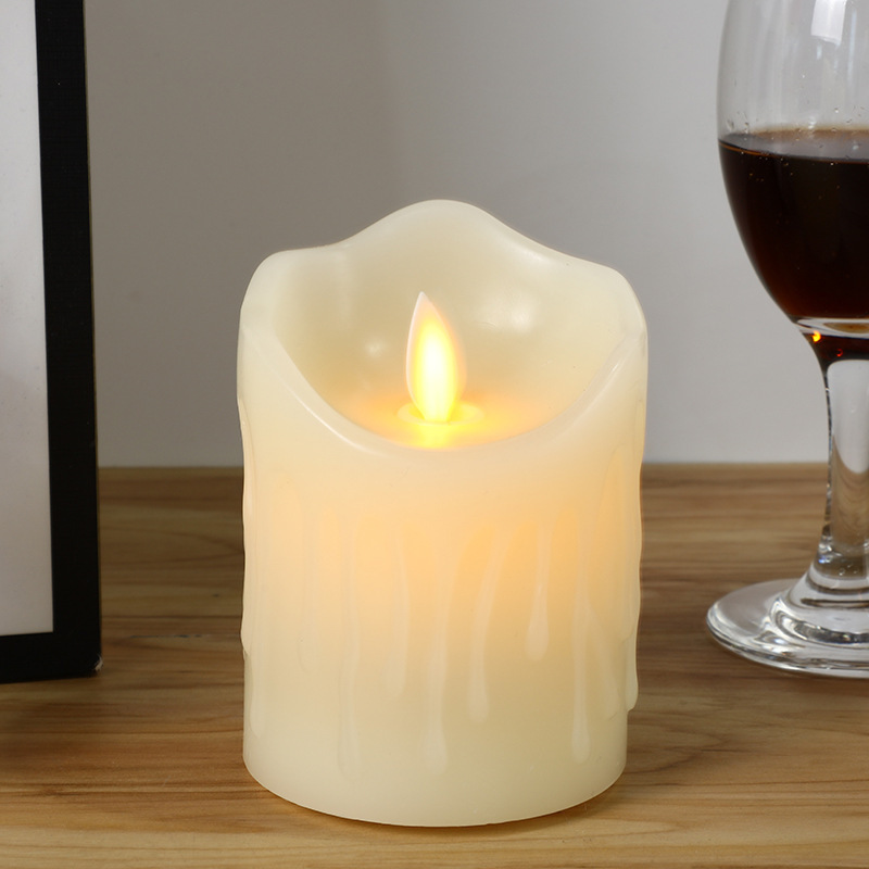 Battery Operated Flameless with 10 Key Remote Timer Flickering Tear Wave Shaped Pillar Real Wax LED Candles Indoor Outdoor Decor